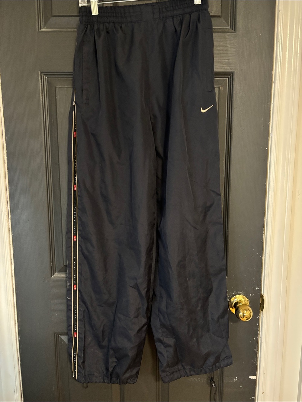 Nike Navy Blue Athletic Pants with Side Stripe